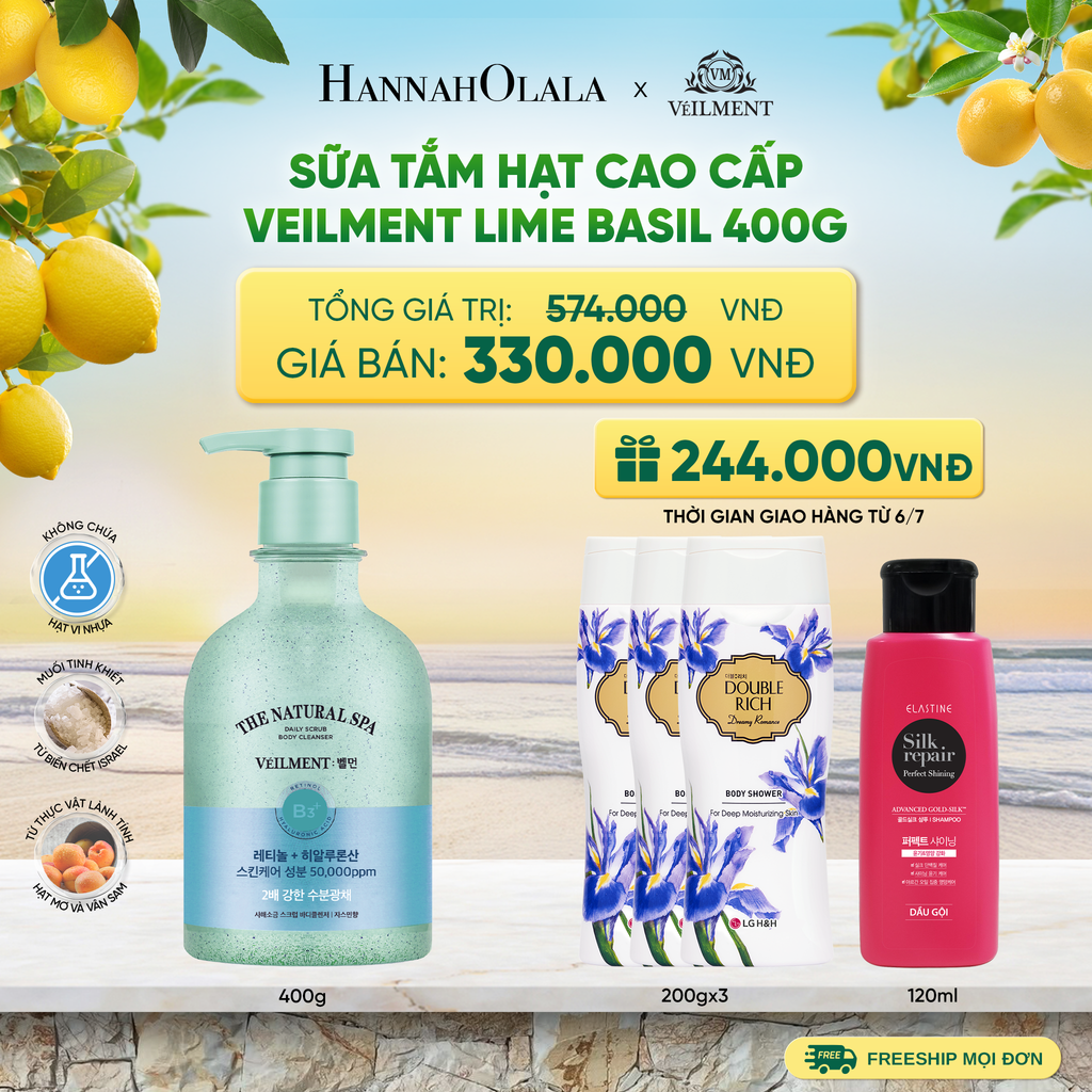  SỮA TẮM HẠT VEILMENT NATURAL SPA LIME BASIL 400G - A962 