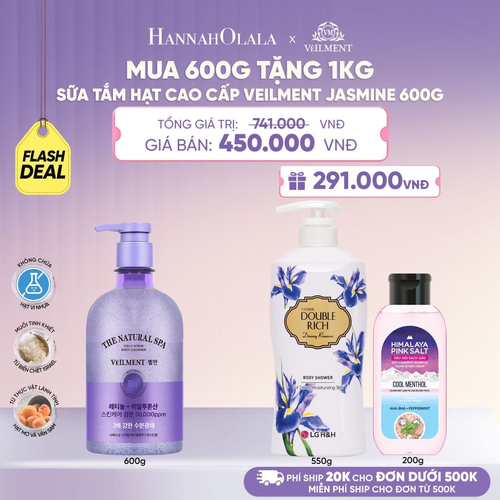  SỮA TẮM HẠT VEILMENT NATURAL SPA JASMINE DEAD SEA SALT 600G - L085 