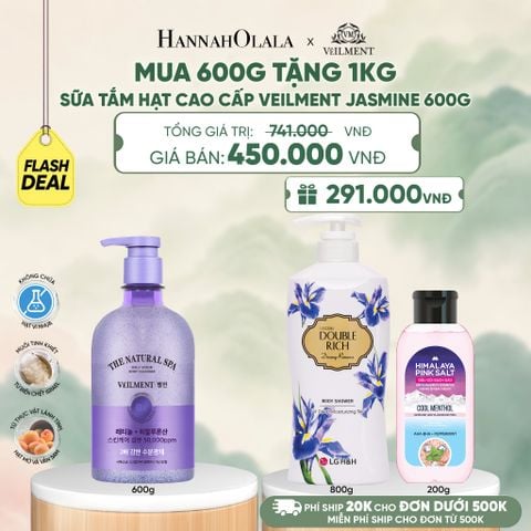  SỮA TẮM HẠT VEILMENT NATURAL SPA JASMINE DEAD SEA SALT 600G - A349 