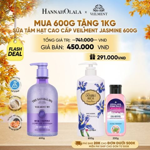  SỮA TẮM HẠT VEILMENT NATURAL SPA JASMINE DEAD SEA SALT 600G - E1173 