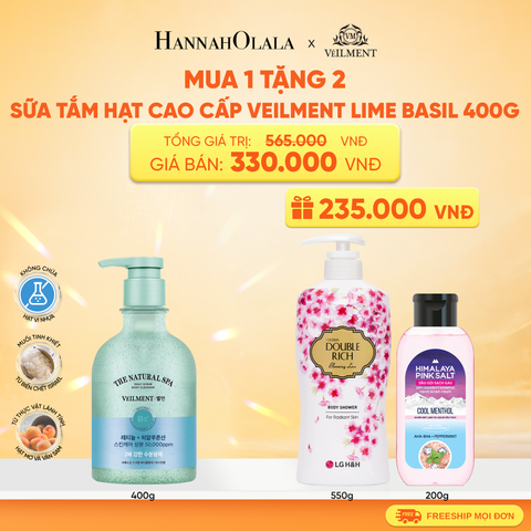  SỮA TẮM HẠT VEILMENT NATURAL SPA LIME BASIL 400G 