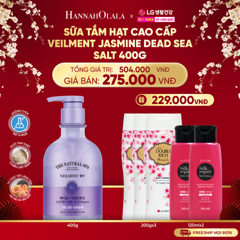  DEAL 16: SỮA TẮM HẠT VEILMENT NATURAL SPA JASMINE DEAD SEA SALT 400G 