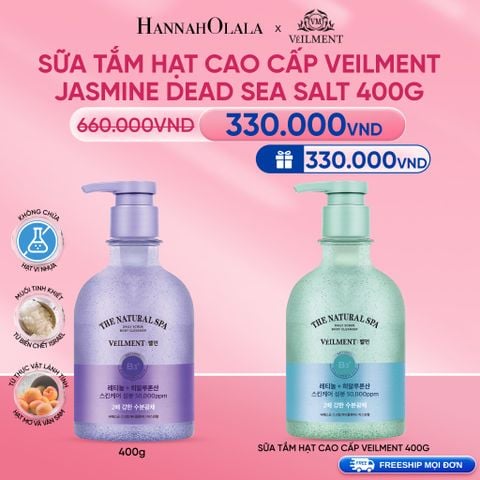  DEAL 04: SỮA TẮM HẠT VEILMENT NATURAL SPA JASMINE DEAD SEA SALT 400G 