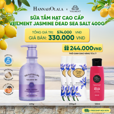  SỮA TẮM HẠT VEILMENT NATURAL SPA JASMINE DEAD SEA SALT 400G - A961 
