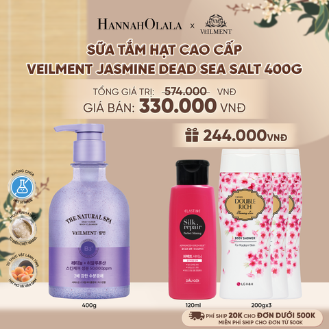  SỮA TẮM HẠT VEILMENT NATURAL SPA JASMINE DEAD SEA SALT 400G - A2343 