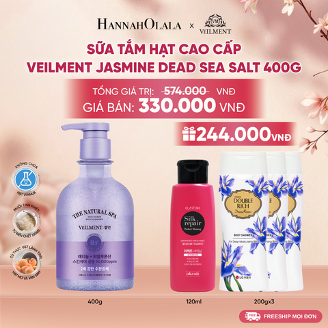  SỮA TẮM HẠT VEILMENT NATURAL SPA JASMINE DEAD SEA SALT 400G 