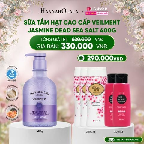  E880_DEAL 42: SỮA TẮM HẠT VEILMENT NATURAL SPA JASMINE DEAD SEA SALT 400G 