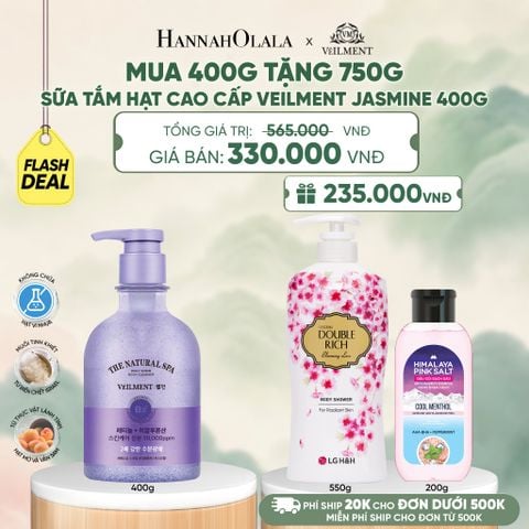  SỮA TẮM HẠT VEILMENT NATURAL SPA JASMINE DEAD SEA SALT 400G - A345 
