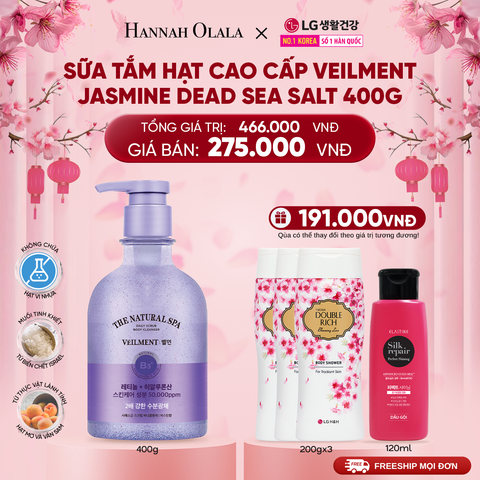  DEAL 16: SỮA TẮM HẠT VEILMENT NATURAL SPA JASMINE DEAD SEA SALT 400G 