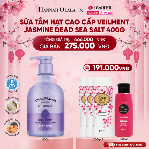  A1447_DEAL 16: SỮA TẮM HẠT VEILMENT NATURAL SPA JASMINE DEAD SEA SALT 400G 