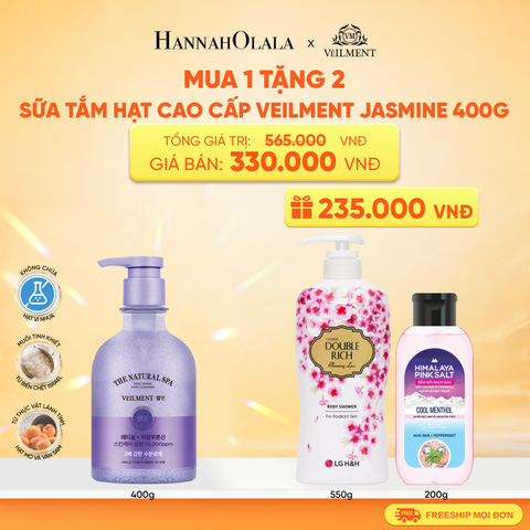  SỮA TẮM HẠT VEILMENT NATURAL SPA JASMINE DEAD SEA SALT 400G 