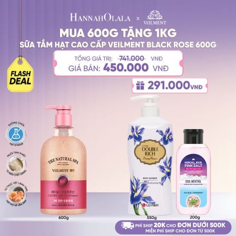  SỮA TẮM HẠT HƯƠNG HOA HỒNG PHÁP VEILMENT SPA BLACK ROSE 600G - L084 