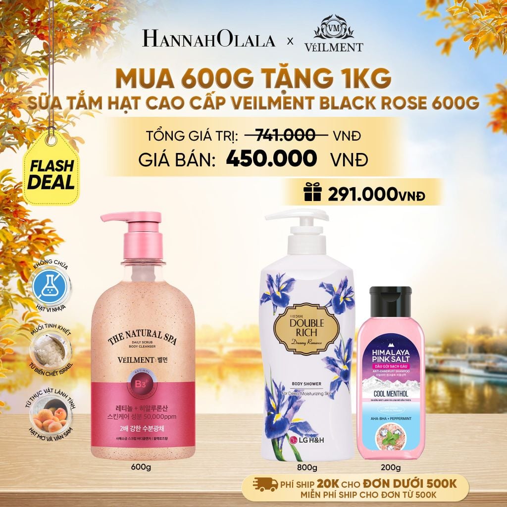  SỮA TẮM HẠT HƯƠNG HOA HỒNG PHÁP VEILMENT SPA BLACK ROSE 600G - E1172 