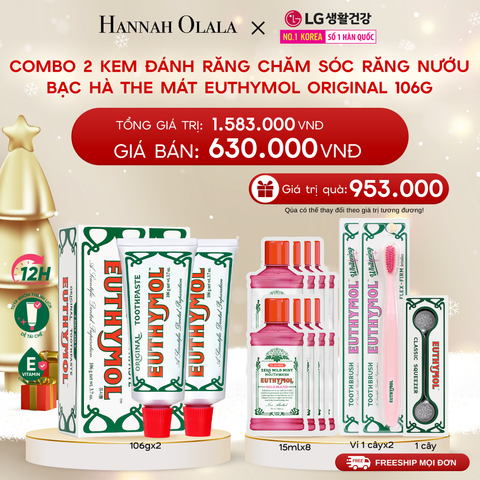  DEAL 29: COMBO 2 KEM ĐÁNH RĂNG CHĂM SÓC RĂNG NƯỚU BẠC HÀ THE MÁT EUTHYMOL ORIGINAL 106GR 