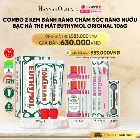  DEAL 10: COMBO 2 KEM ĐÁNH RĂNG CHĂM SÓC RĂNG NƯỚU BẠC HÀ THE MÁT EUTHYMOL ORIGINAL 106GR 
