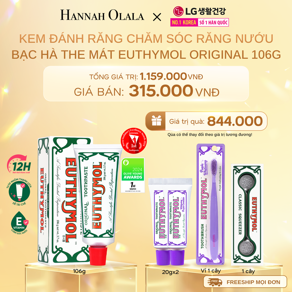  DEAL 19: KEM ĐÁNH RĂNG CHĂM SÓC RĂNG NƯỚU BẠC HÀ THE MÁT EUTHYMOL ORIGINAL 106GR 