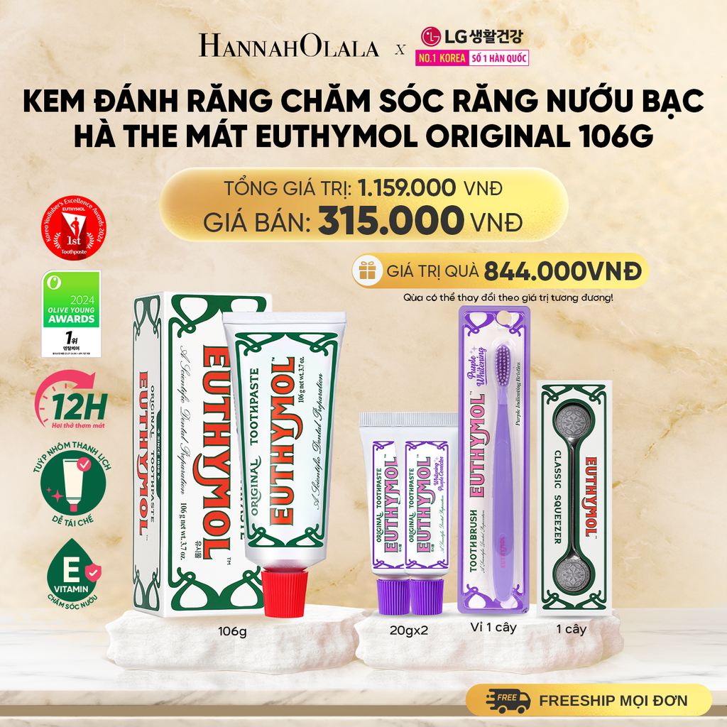  DEAL 5: KEM ĐÁNH RĂNG CHĂM SÓC RĂNG NƯỚU BẠC HÀ THE MÁT EUTHYMOL ORIGINAL 106GR 