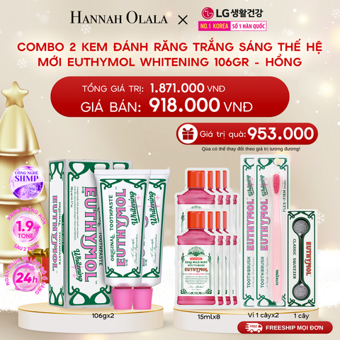  DEAL 30: COMBO 2 KEM ĐÁNH RĂNG TRẮNG SÁNG THẾ HỆ MỚI EUTHYMOL WHITENING 106GR - HỒNG 