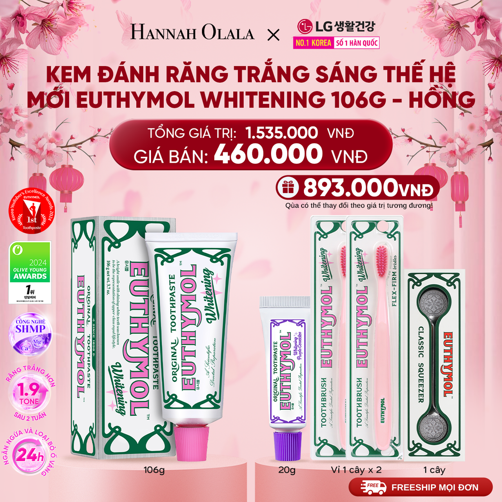  DEAL 05: KEM ĐÁNH RĂNG TRẮNG SÁNG THẾ HỆ MỚI EUTHYMOL WHITENING 106GR - HỒNG 