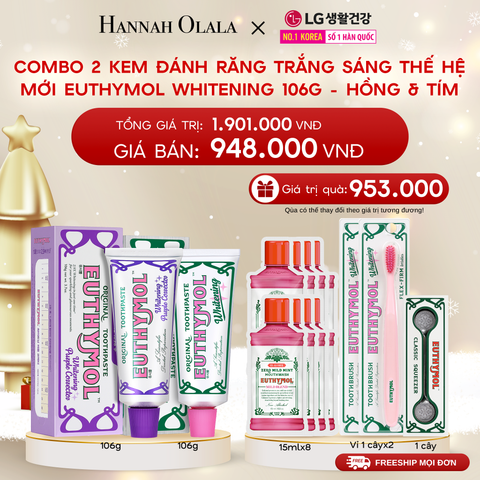  DEAL 31: COMBO 2 KEM ĐÁNH RĂNG TRẮNG SÁNG THẾ HỆ MỚI EUTHYMOL WHITENING 106GR - HỒNG & TÍM 