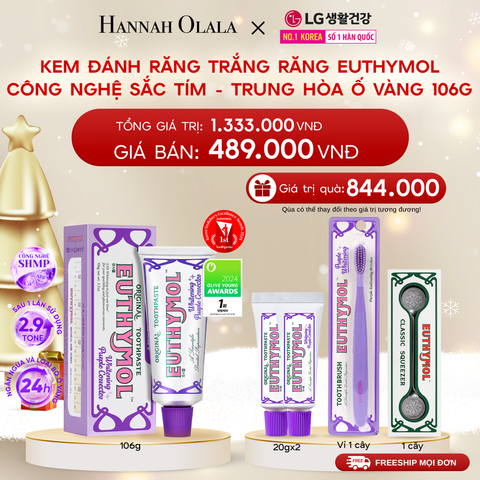  DEAL 26: KEM ĐÁNH RĂNG TRẮNG RĂNG EUTHYMOL CÔNG NGHỆ SẮC TÍM - TRUNG HÒA Ố VÀNG 106GR - TÍM 