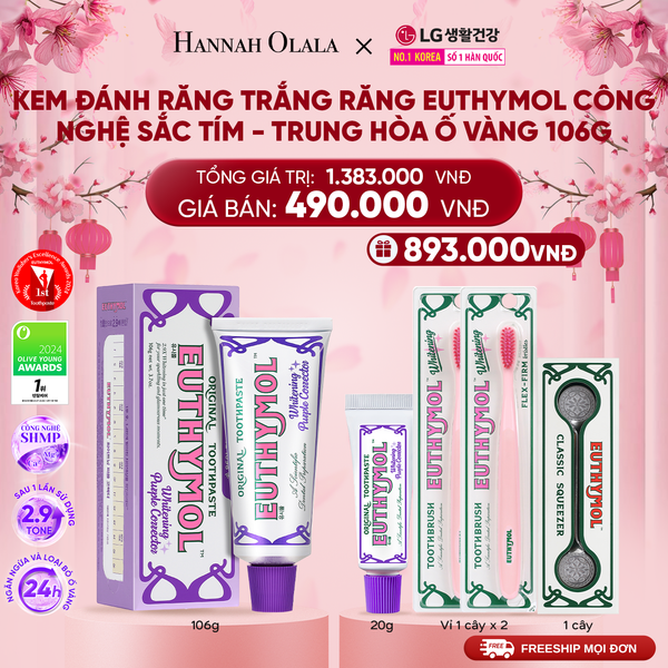  A848_DEAL 06: KEM ĐÁNH RĂNG TRẮNG RĂNG EUTHYMOL CÔNG NGHỆ SẮC TÍM - TRUNG HÒA Ố VÀNG 106GR - TÍM 