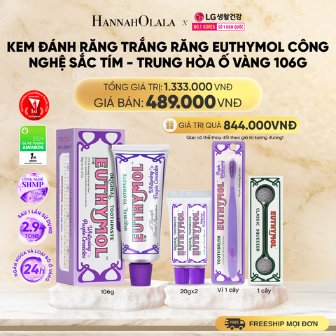  DEAL 7: KEM ĐÁNH RĂNG TRẮNG RĂNG EUTHYMOL CÔNG NGHỆ SẮC TÍM - TRUNG HÒA Ố VÀNG 106GR - TÍM 