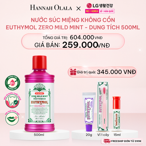  E418_DEAL 15: NƯỚC SÚC MIỆNG KHÔNG CỒN EUTHYMOL ZERO MILD MINT - DUNG TÍCH 500ML 