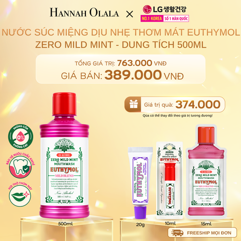  DEAL 22: NƯỚC SÚC MIỆNG KHÔNG CỒN EUTHYMOL ZERO MILD MINT - DUNG TÍCH 500ML 
