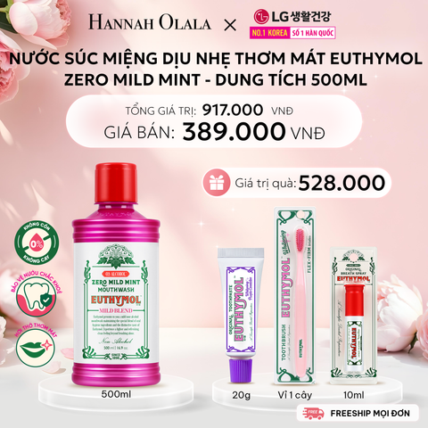  E1046: DEAL 18: NƯỚC SÚC MIỆNG KHÔNG CỒN EUTHYMOL ZERO MILD MINT - DUNG TÍCH 500ML 