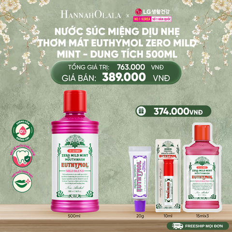  DEAL 07: NƯỚC SÚC MIỆNG KHÔNG CỒN EUTHYMOL ZERO MILD MINT - DUNG TÍCH 500ML 
