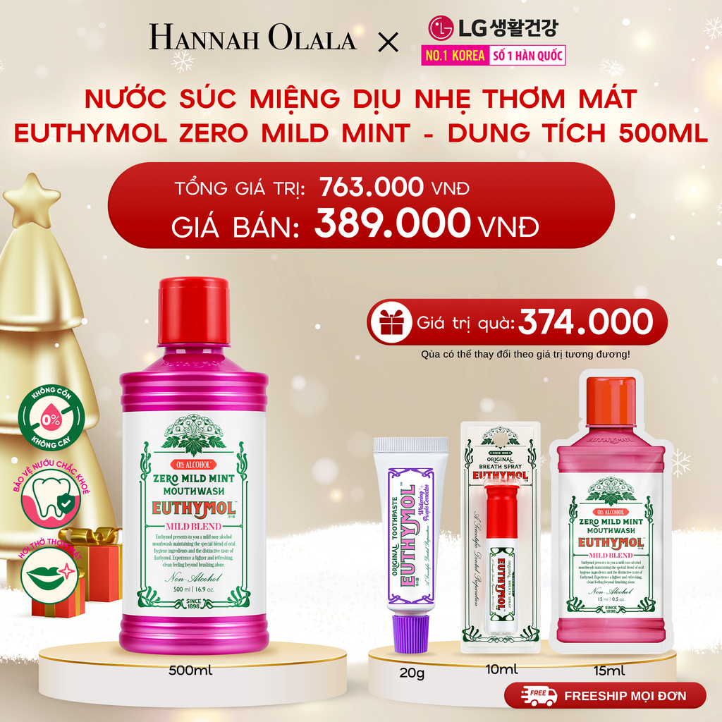  DEAL 27: NƯỚC SÚC MIỆNG KHÔNG CỒN EUTHYMOL ZERO MILD MINT - DUNG TÍCH 500ML 