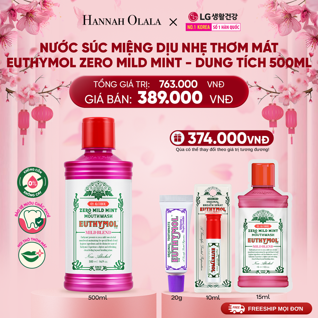  DEAL 07: NƯỚC SÚC MIỆNG KHÔNG CỒN EUTHYMOL ZERO MILD MINT - DUNG TÍCH 500ML 