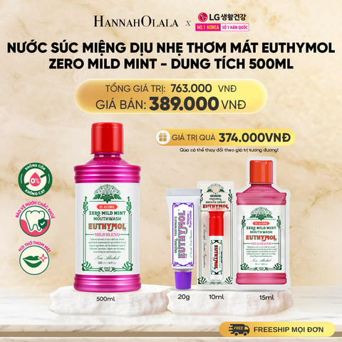  DEAL 8: NƯỚC SÚC MIỆNG KHÔNG CỒN EUTHYMOL ZERO MILD MINT - DUNG TÍCH 500ML 
