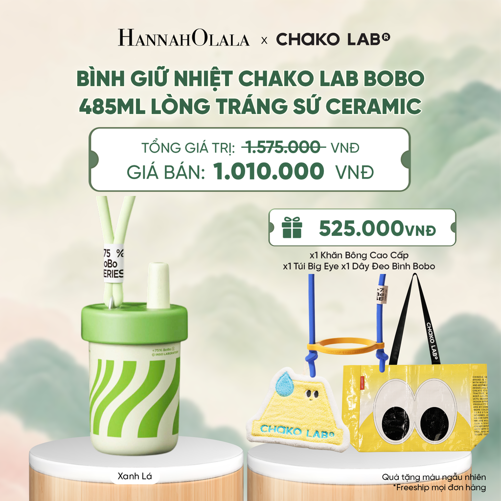  BÌNH GIỮ NHIỆT CHAKO LAB BOBO 485ML LÒNG TRÁNG SỨ CERAMIC - A4016 