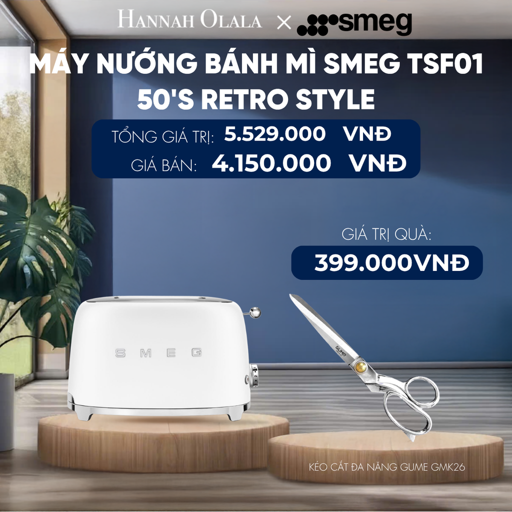 MÁY NƯỚNG BÁNH MÌ SMEG TSF01 50'S RETRO STYLE 