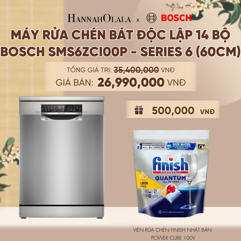 MÁY RỬA CHÉN BÁT ĐỘC LẬP 14 BỘ BOSCH SMS6ZCI00P - SERIES 6 (60CM) - A1294 
