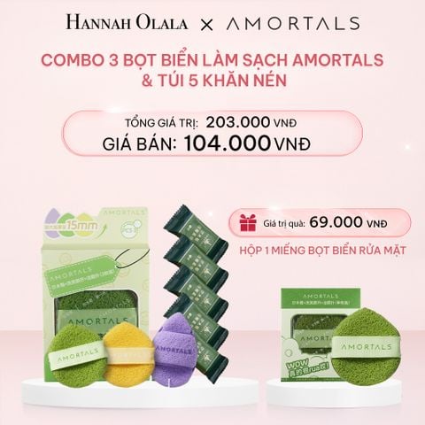  E708_DEAL 18: [EXCLUSIVE] COMBO 3 BỌT BIỂN LÀM SẠCH AMORTALS (VER 1) + TÚI 5 KHĂN NÉN 
