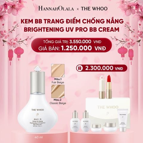  DEAL 18: PHIÊN BẢN 2025 - KEM BB TRANG ĐIỂM CHỐNG NẮNG WHOO SEOL BRIGHT UV PRO BB CREAM 40ML 