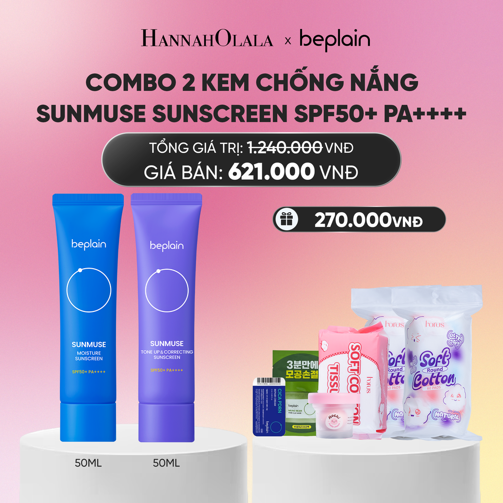  COMBO 2 KCN: BEPLAIN KEM CHỐNG NẮNG SUNMUSE SUNSCREEN 50ML BẤT KỲ_A2157 