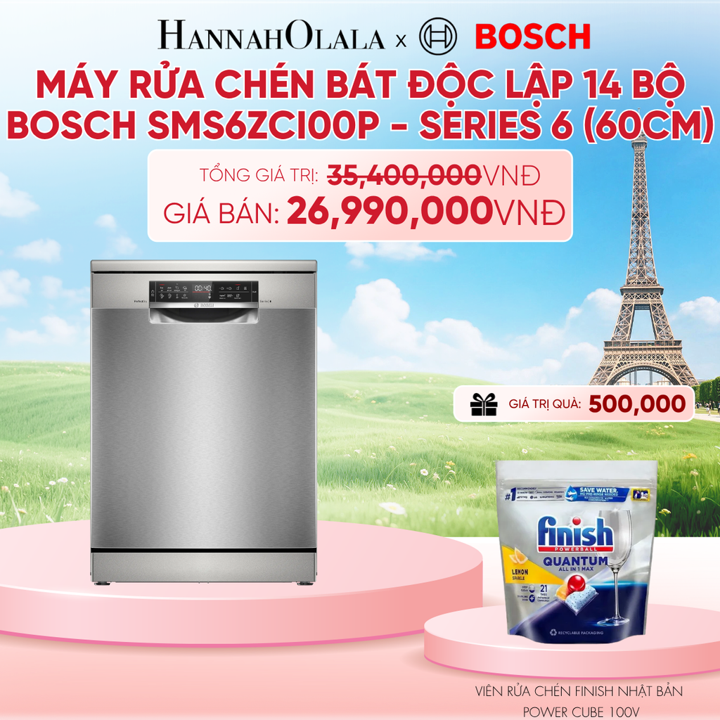  MÁY RỬA CHÉN BÁT ĐỘC LẬP 14 BỘ BOSCH SMS6ZCI00P - SERIES 6 (60CM) - B199 