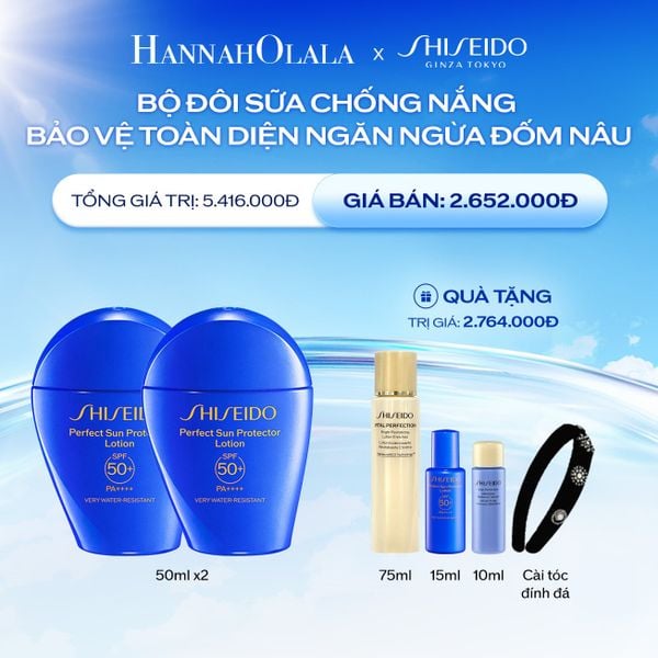  DEAL 15: COMBO X2 CHỐNG NẮNG TOÀN DIỆN NGĂN NGỪA LÃO HÓA LÀM MỜ ĐỐM NÂU NHỜ CÔNG NGHỆ PROFENCEL - SỮA CHỐNG NẮNG DƯỠNG DA SHISEIDO 