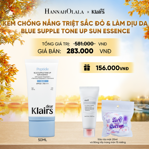  DEAR KLAIRS KEM CHỐNG NẮNG BLUE SUPPLE TONE UP SUN ESSENCE SPF50+ PA++++ 50ML (IP04) - E163 
