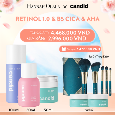  A153_DEAL 18: RETINOL 1.0% & B5 CICA & AHA
BỘ BA NGĂN NGỪA LÃO HÓA, TẨY TẾ BÀO CHẾT VÀ DƯỠNG ẨM PHỤC HỒI 