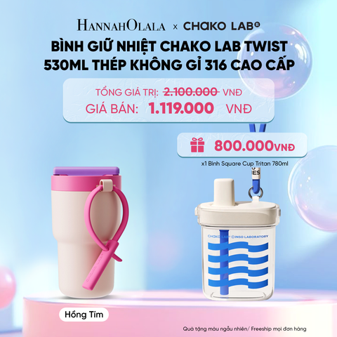 BÌNH GIỮ NHIỆT CHAKO LAB TWIST 530ML THÉP KHÔNG GỈ 316 CAO CẤP 