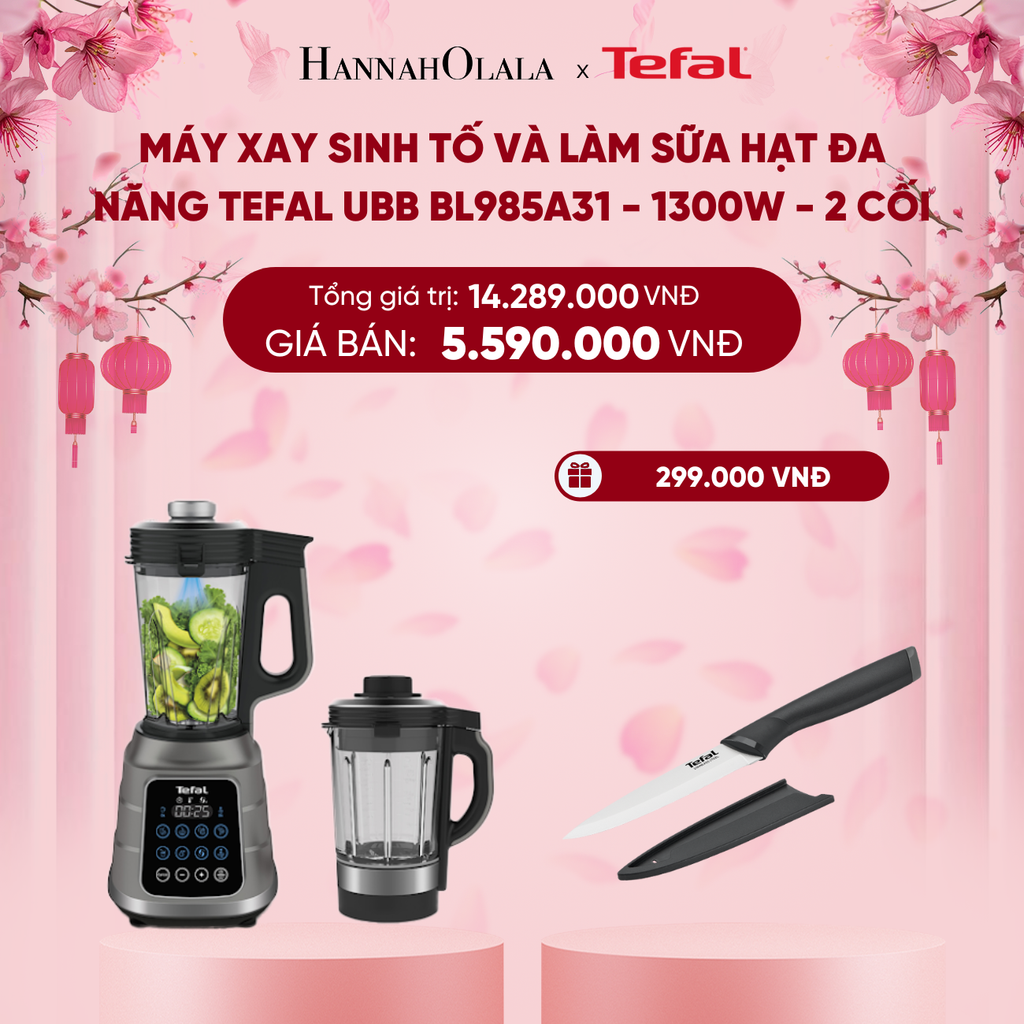  DEAL 7.3: MÁY XAY SINH TỐ VÀ LÀM SỮA HẠT ĐA NĂNG TEFAL UBB BL985A31 - 1300W - 2 CỐI 