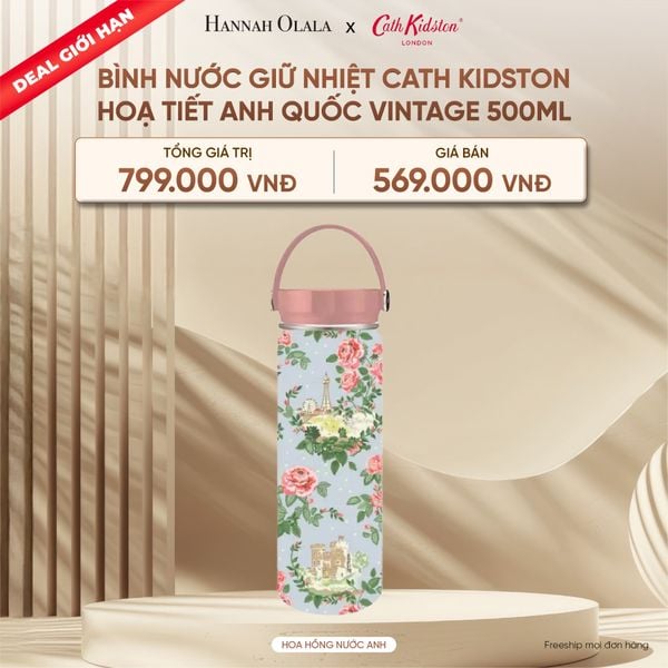  DEAL 19: [DEAL GIỚI HẠN] BÌNH NƯỚC GIỮ NHIỆT CATH KIDSTON HOẠ TIẾT ANH QUỐC VINTAGE 500ML 