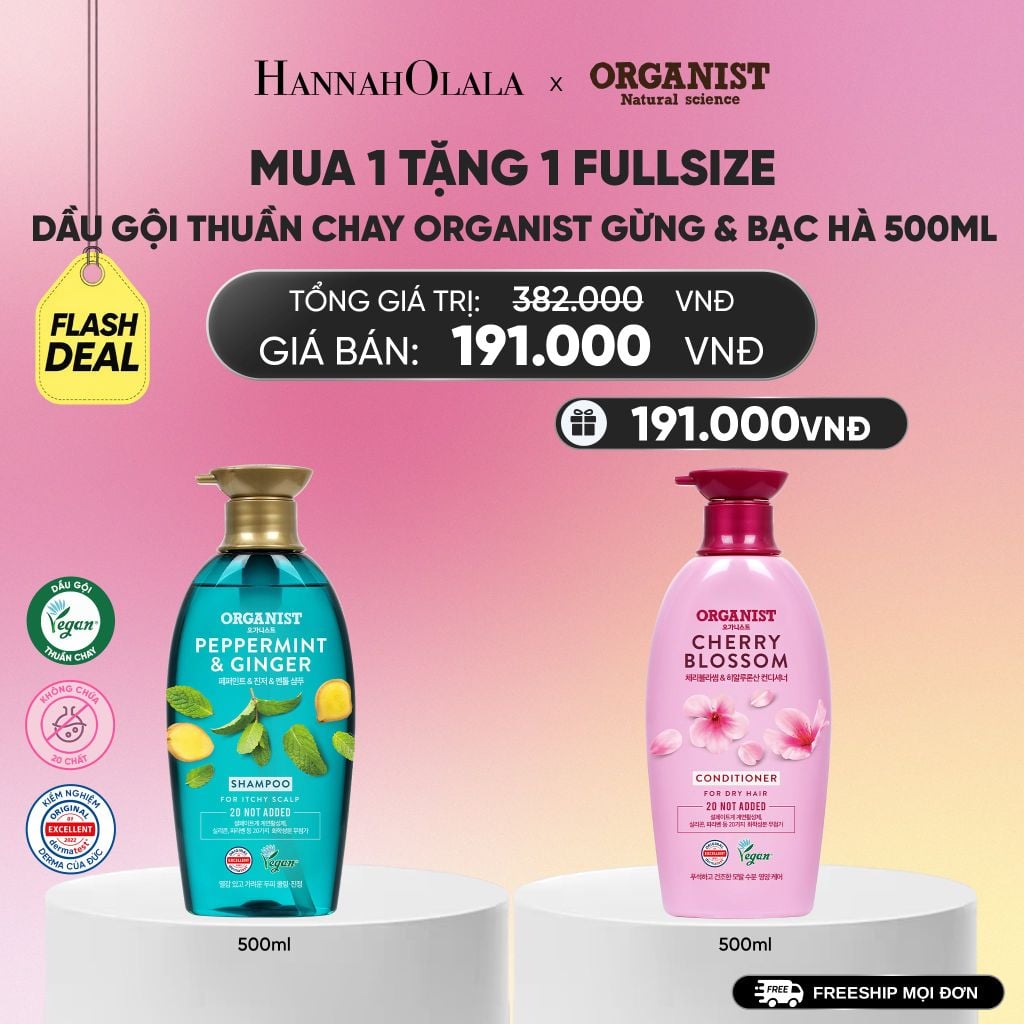  DẦU GỘI THUẦN CHAY ORGANIST GỪNG & BẠC HÀ 500ML_A779 
