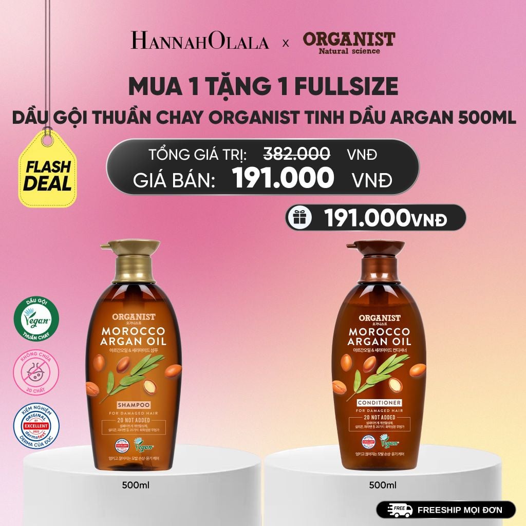  DẦU GỘI THUẦN CHAY ORGANIST TINH DẦU MORROCO ARGAN 500ML_A778 