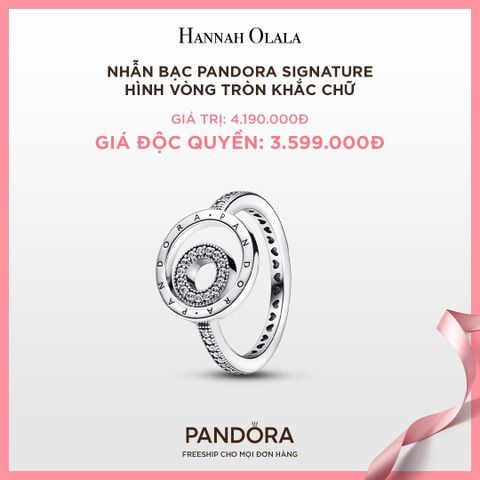  A15_DEAL 08: NHẪN BẠC PANDORA SIGNATURE HÌNH VÒNG TRÒN KHẮC CHỮ 